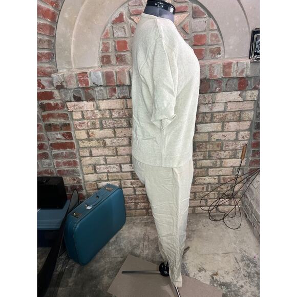 sweater pants set linen blend monochromatic tan - Picture 9 of 16